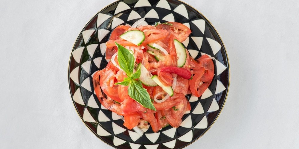 Achichuk salad of tomato, cucumber, and onion